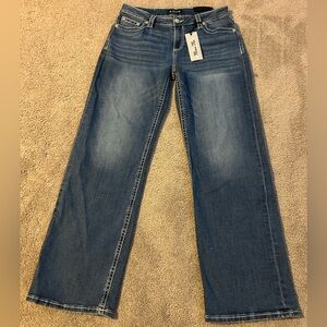 Fleur by Miss Me Jeans Womens 30/10 Blue Medium Wash Slim Wide Embellished SR197